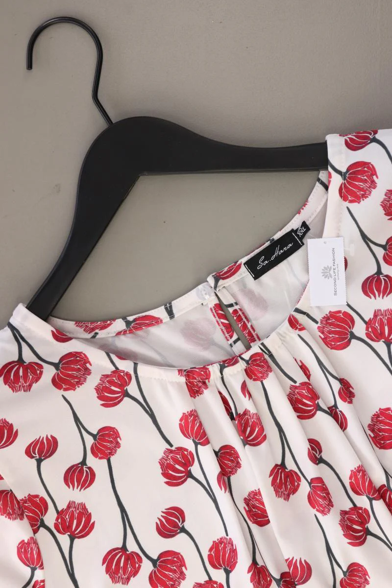 Sa.hara Bluse Gr. XXL mit Blumenmuster Kurzarm rot - Image 3