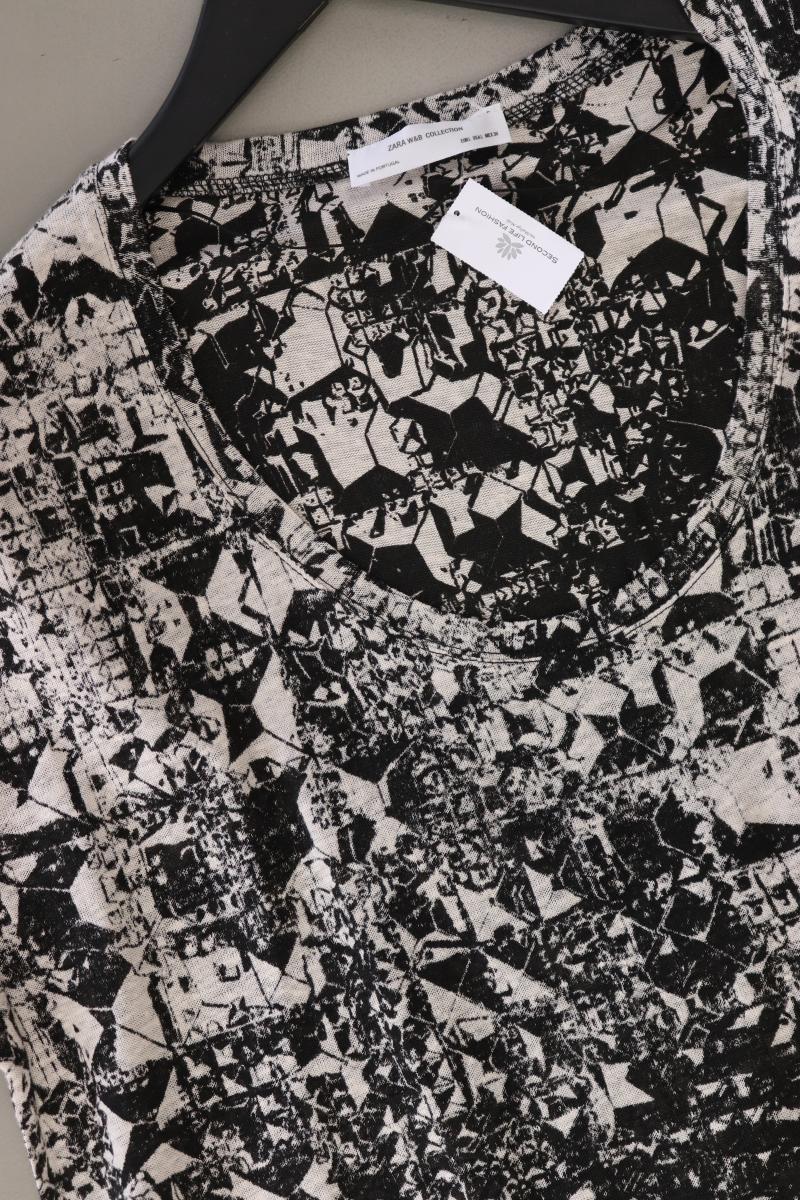 Zara Printshirt Gr. L Kurzarm grau aus Leinen - Image 4