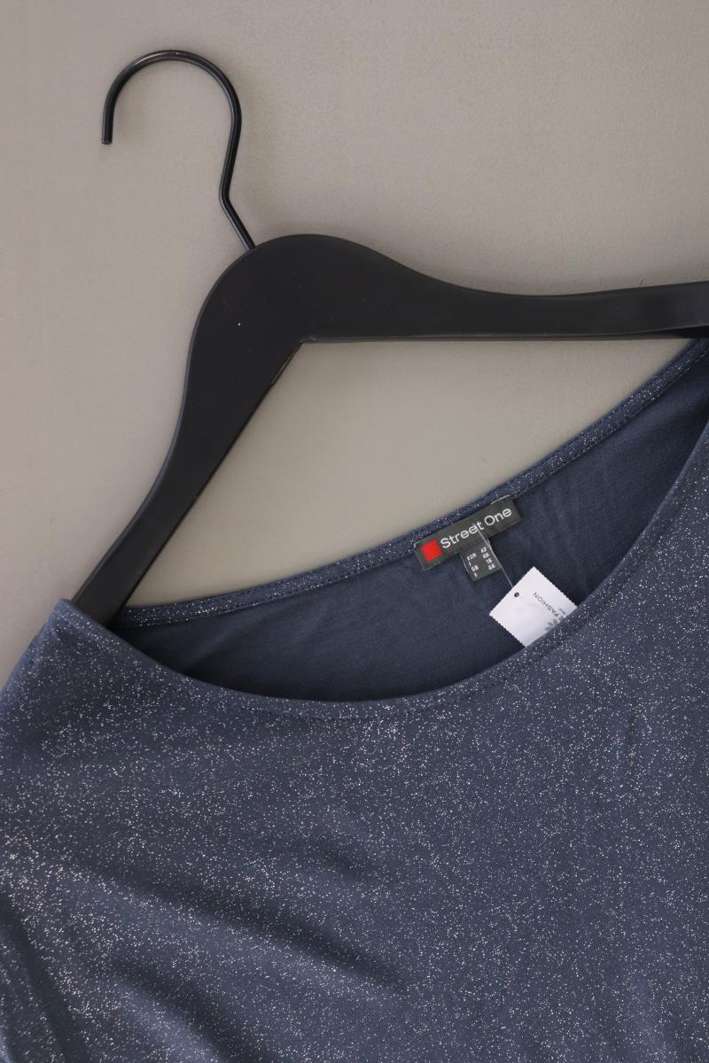 Street One T-Shirt Gr. 42 Kurzarm mit Glitzer blau aus Baumwolle - Image 3