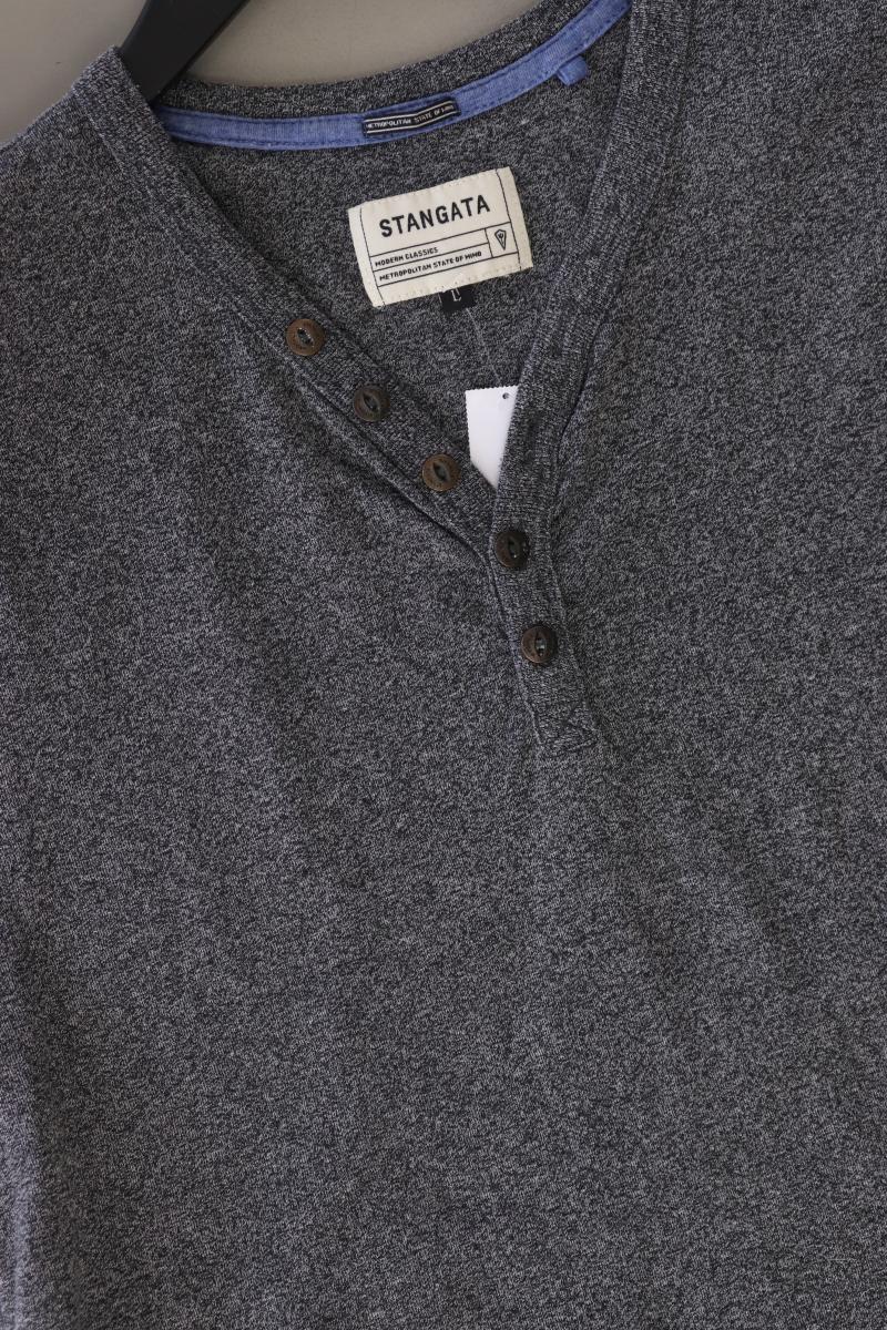 Stangata Shirt mit V-Ausschnitt für Herren Gr. L Kurzarm grau aus Baumwolle - Image 4