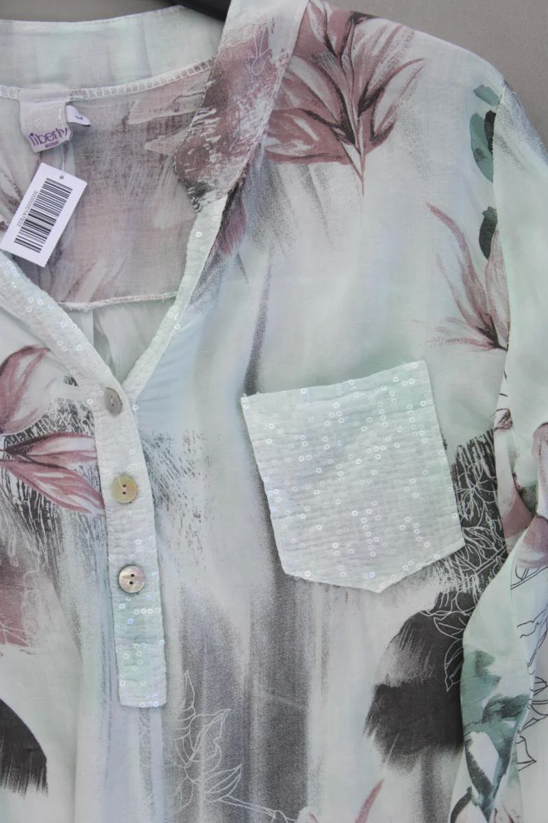 Liberty Bluse mintgrün Gr. L mit Blumenmuster 3/4 Ärmel aus Viskose - Image 3