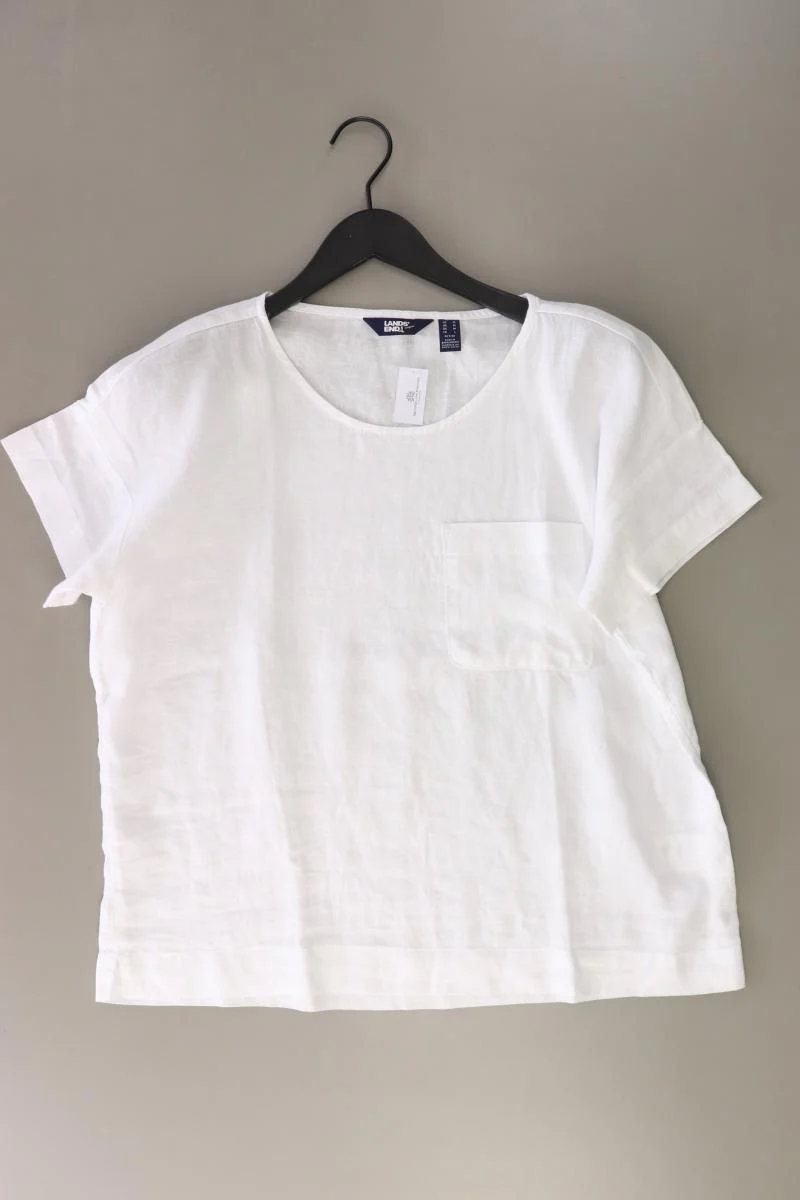 Lands' End Leinenbluse Gr. S Kurzarm weiß