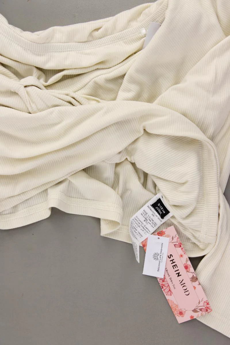 Shein Crop Shirt Gr. XL neu mit Etikett 3/4 Ärmel mit Carmen-Ausschnitt creme - Image 2