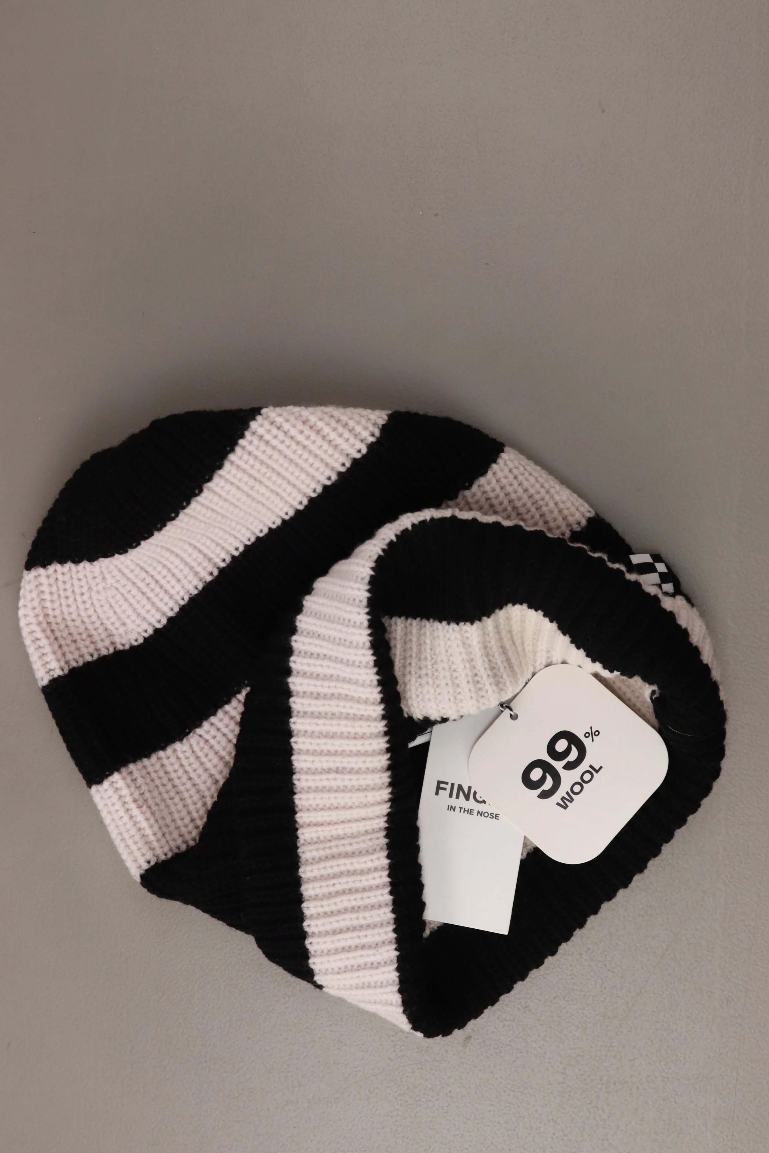 Finger in the Nose Kinder Strickmütze "Black Stripes Wool Beanie" creme Größe Onesize neu mit Etikett - Image 3