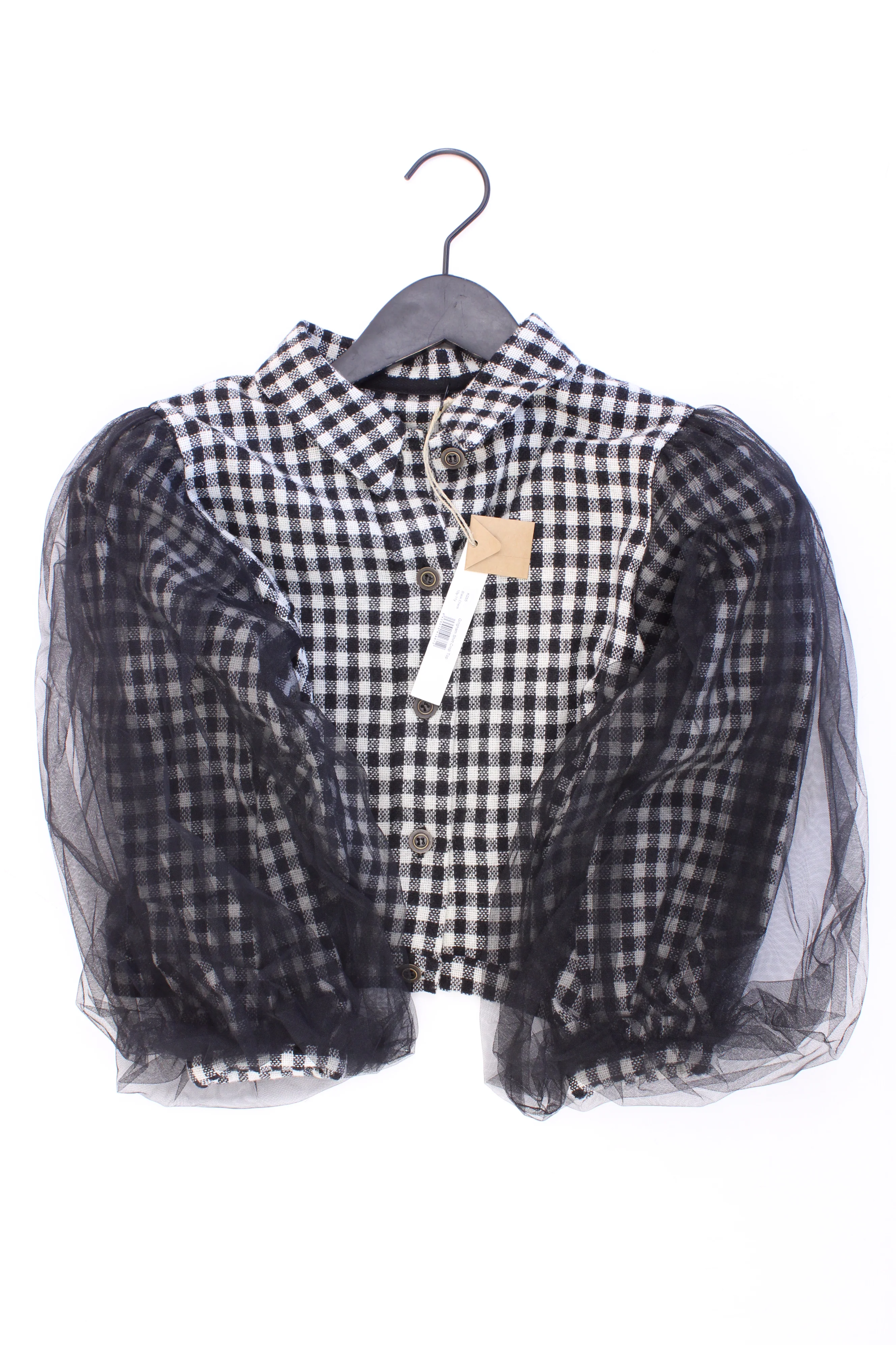 Little Creative Factory Gingham Shirt Crop Top Kinder Bluse mit Tüll grau Größe 10-11 Jahre neu mit Etikett