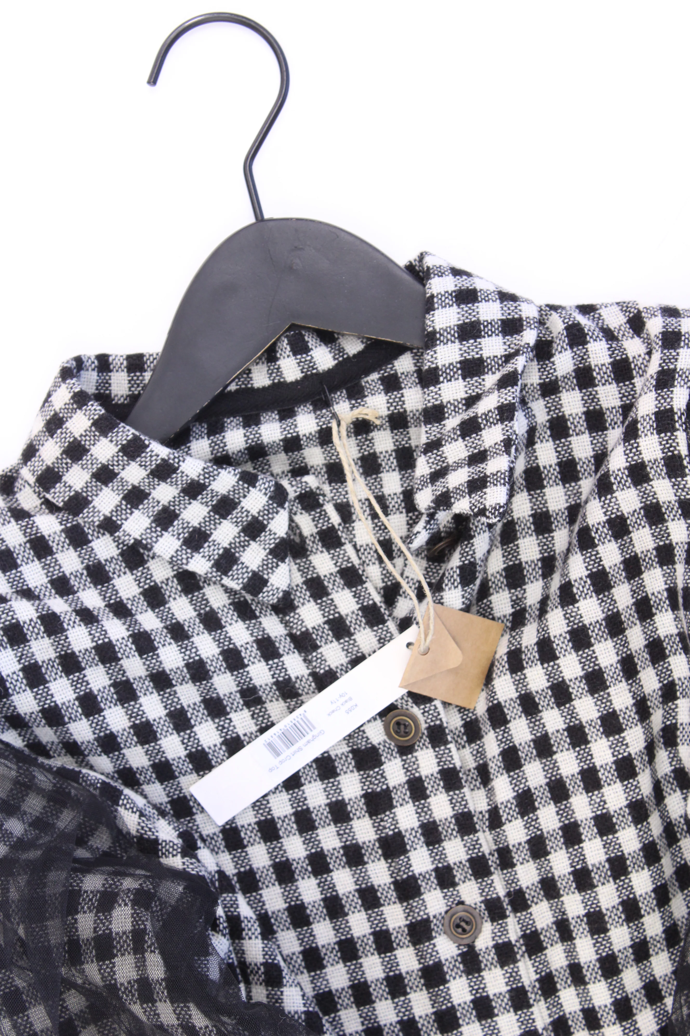 Little Creative Factory Gingham Shirt Crop Top Kinder Bluse mit Tüll grau Größe 10-11 Jahre neu mit Etikett - Image 2