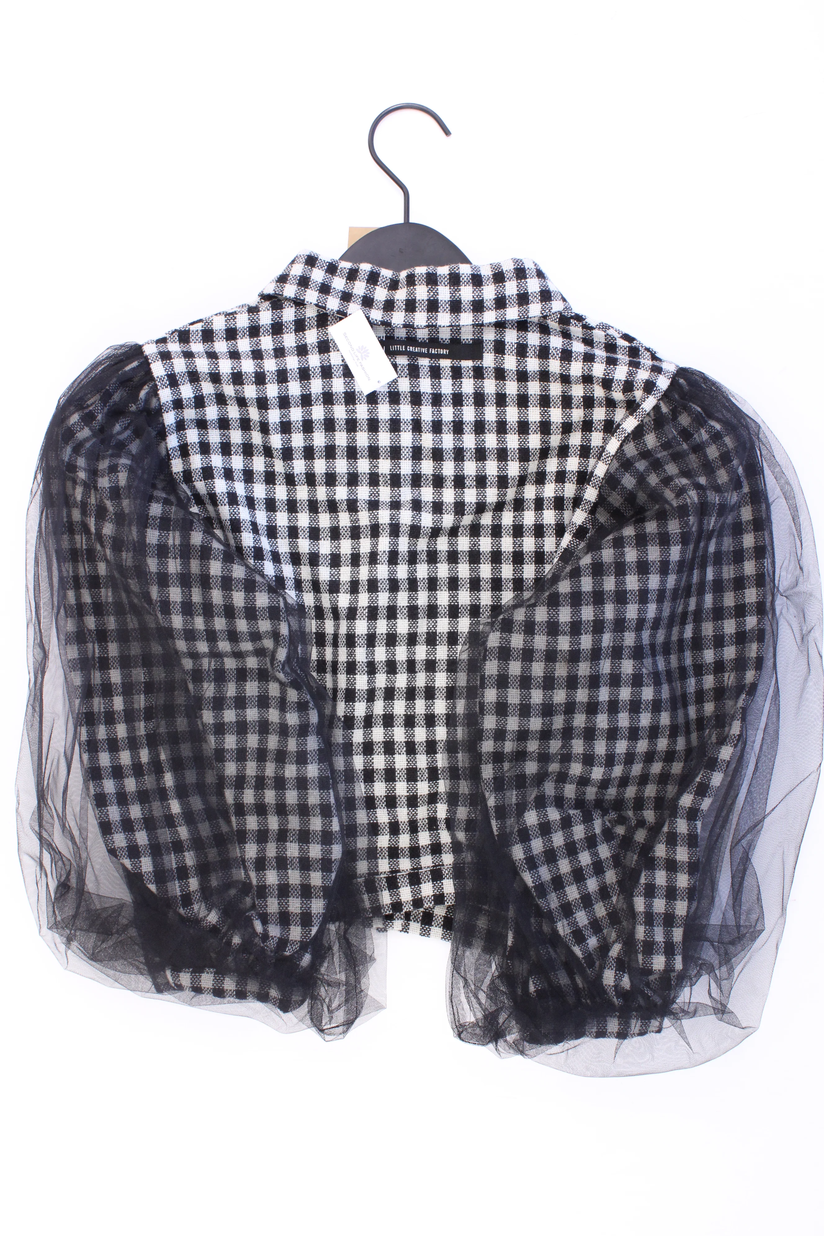 Little Creative Factory Gingham Shirt Crop Top Kinder Bluse mit Tüll grau Größe 10-11 Jahre neu mit Etikett - Image 3