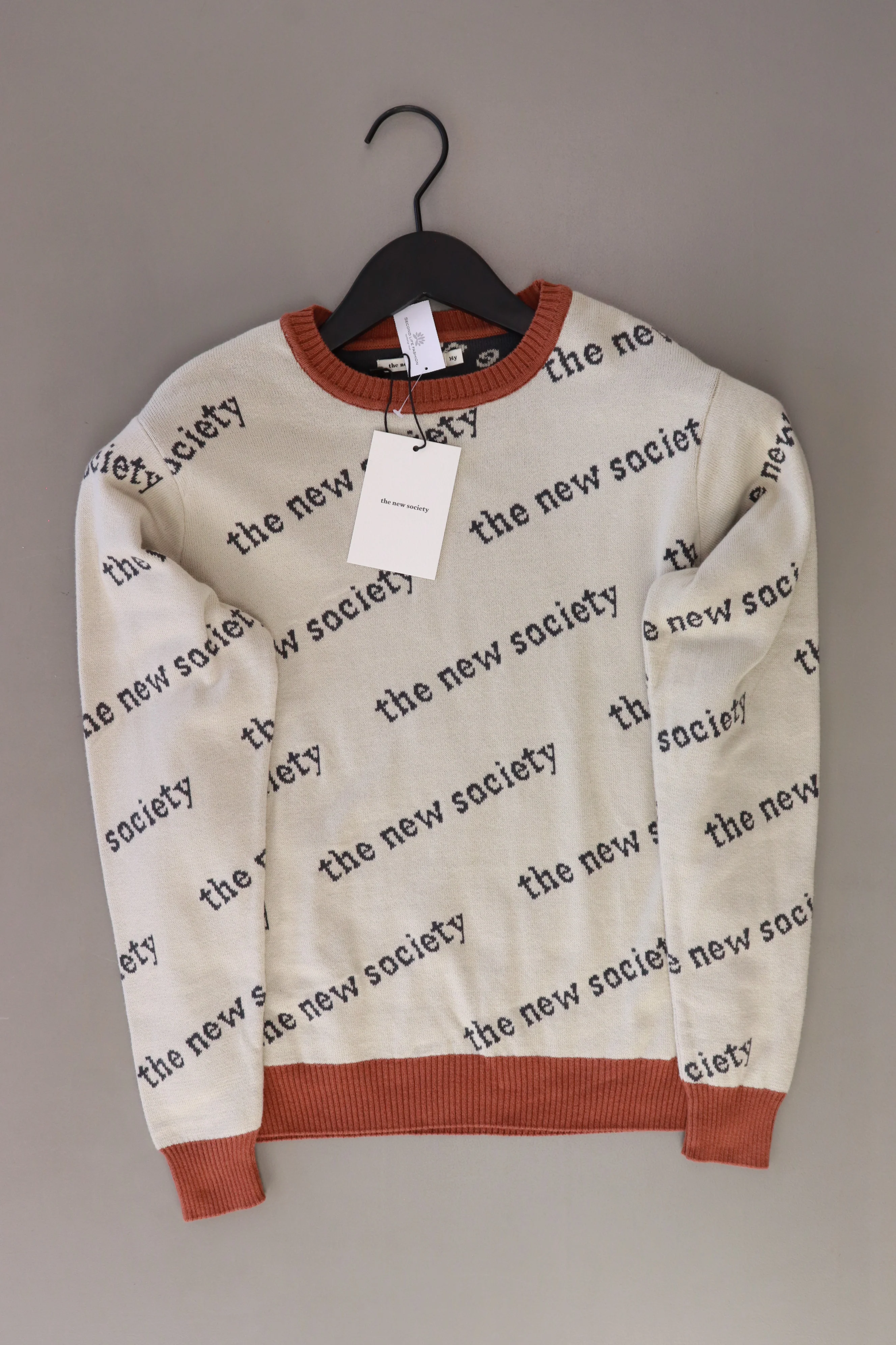 the new society Pullover Logo Sweater creme Größe 14 Jahre neu mit Etikett